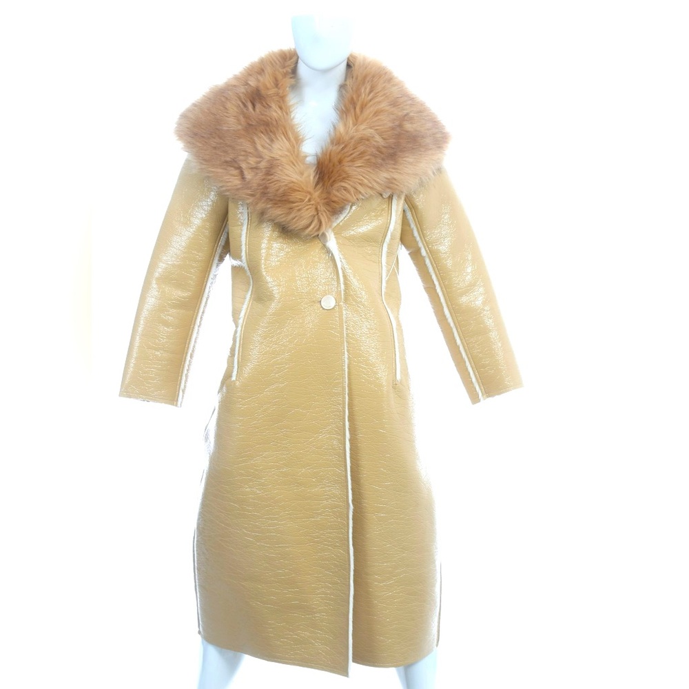 NWT Cult Gaia Patent Leather Shearling Coat